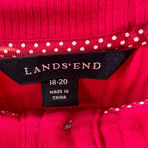 Lands End Womens Top 18/20 Red 100% Cotton Long‎ Sleeve Henley Pullover Shirt - Picture 5 of 12